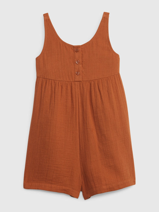 Toddler Crinkle Gauze Romper - burnt rust brown