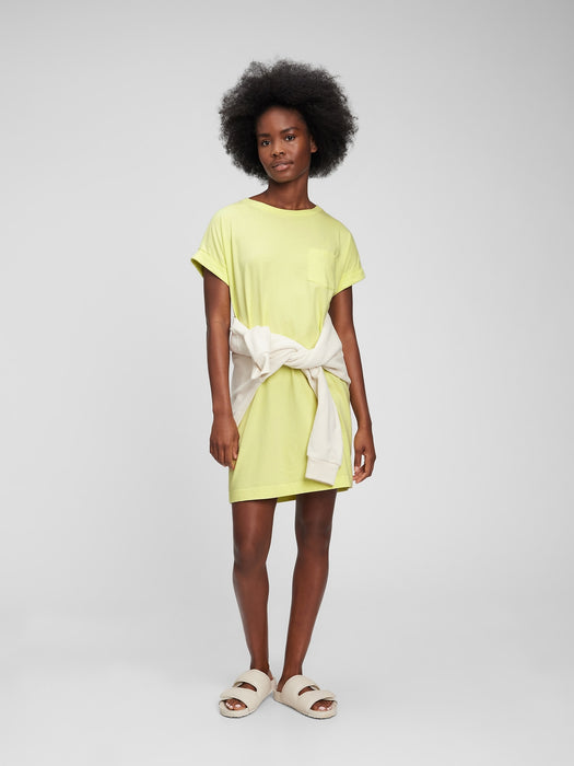 Pocket T-Shirt Dress - citron yellow