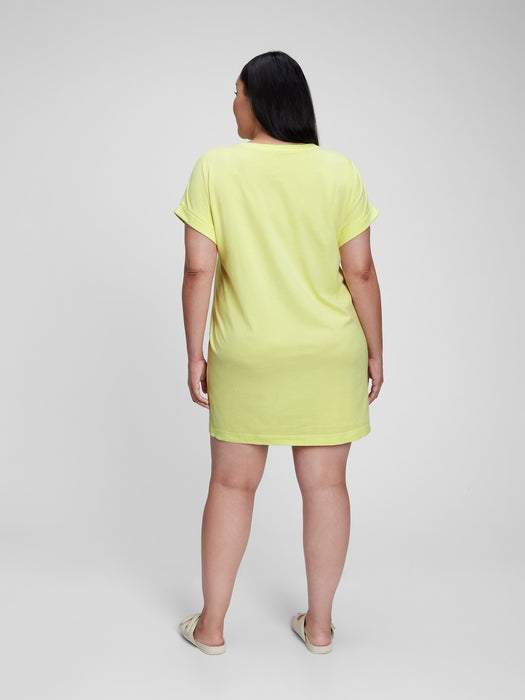 Pocket T-Shirt Dress - citron yellow