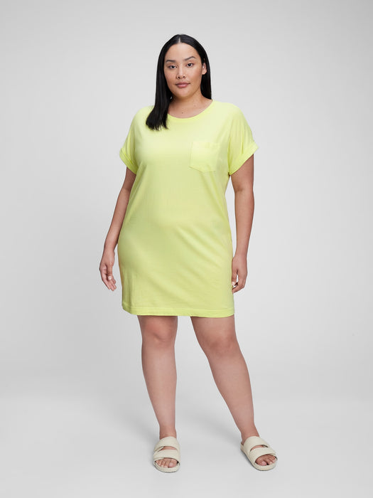 Pocket T-Shirt Dress - citron yellow