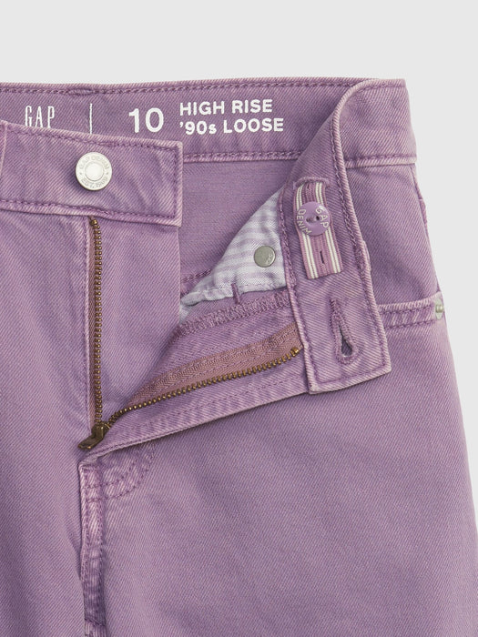 Kids High Rise '90s Loose Jeans with Washwell - purple