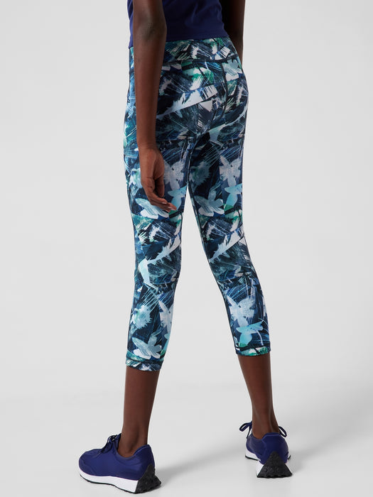 Athleta Girl High Rise Chit Chat Capri - Collage Abstract Blue