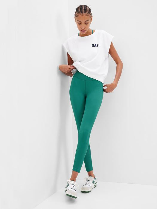 GapFit Seamless Ribbed 7/8 Leggings - jade stone green