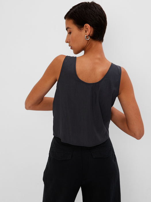 TENCEL&#153 Lyocell Cropped Knot Tank Top - black