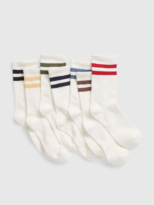 Kids Organic Cotton Stripe Crew Socks (7-Pack)