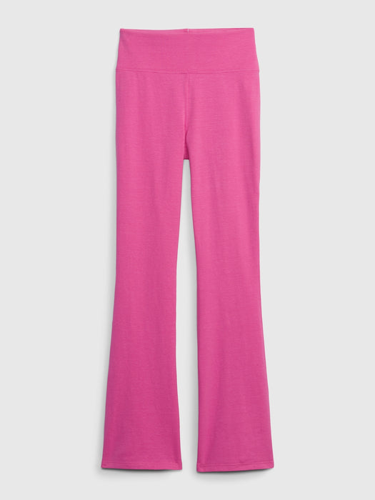 Kids Organic Cotton Flare Leggings - phlox pink