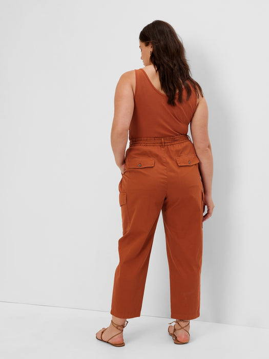 High Rise Pleated Cargo Pants with Washwell