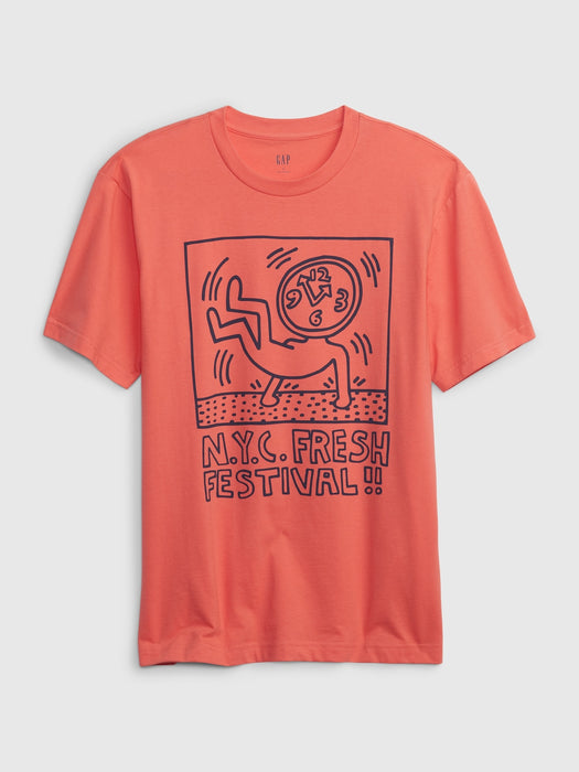 Gap &#215 Keith Haring 100% Organic Cotton Pocket T-Shirt - camelia orange