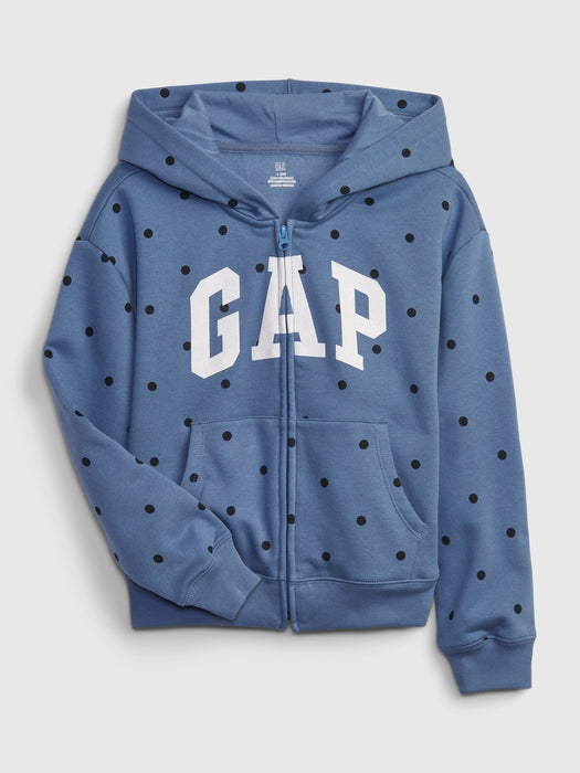 Kids Gap Logo Zip Hoodie - blue dots