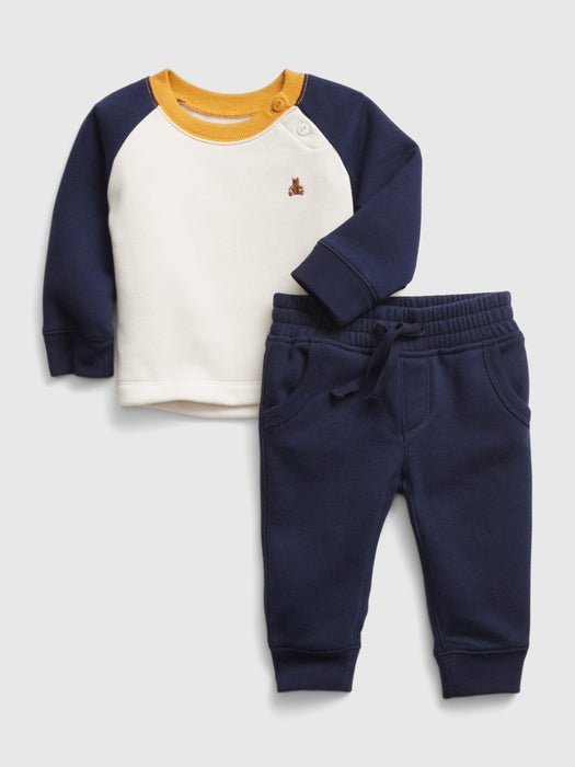 Baby Organic Cotton Raglan Outfit Set - dark night