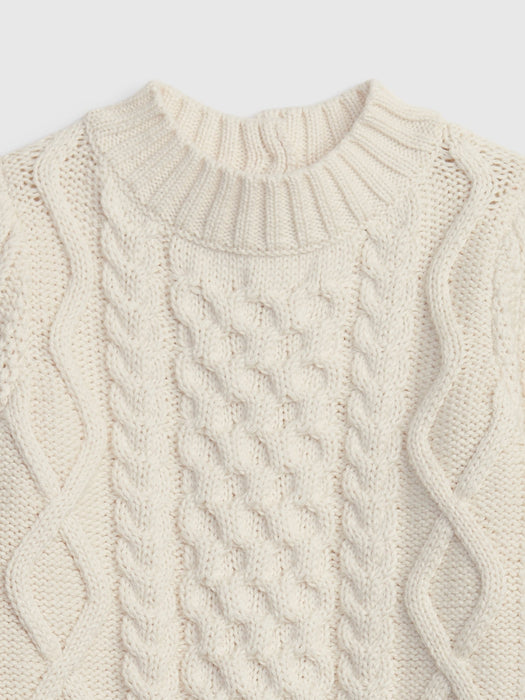 Baby Cable Knit Sweater Dress - birch beige