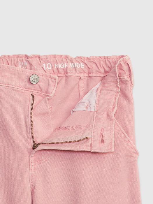 Kids High Rise Wide Leg Jeans with Washwell - pink standard