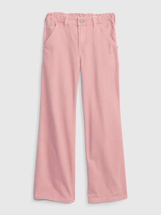 Kids High Rise Wide Leg Jeans with Washwell - pink standard