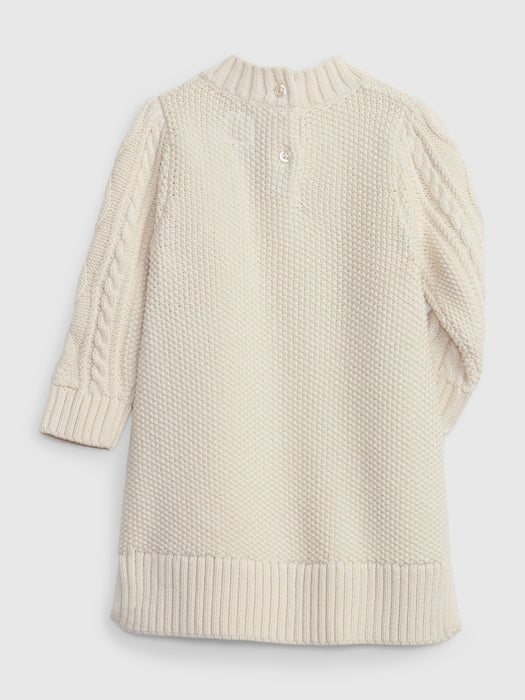 Baby Cable Knit Sweater Dress - birch beige