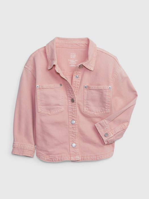 Toddler Denim Shirt Jacket with Washwell - pink standard