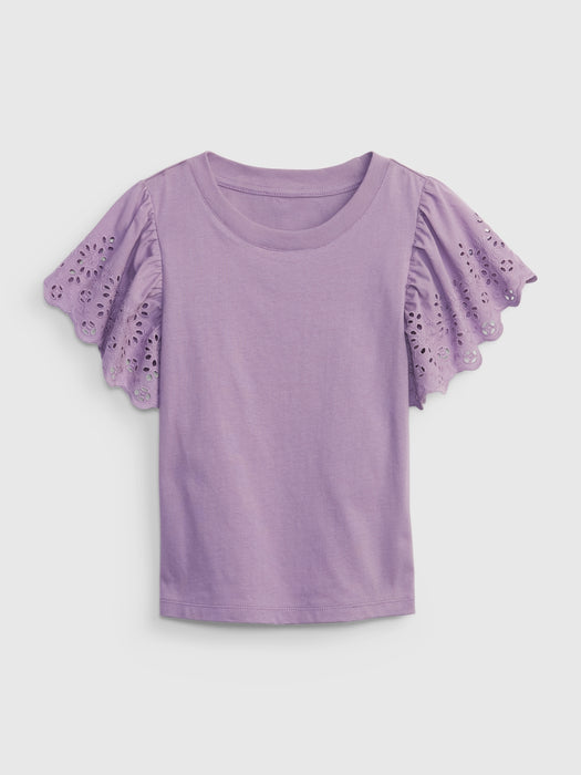 Kids Eyelet Sleeve Top - purple