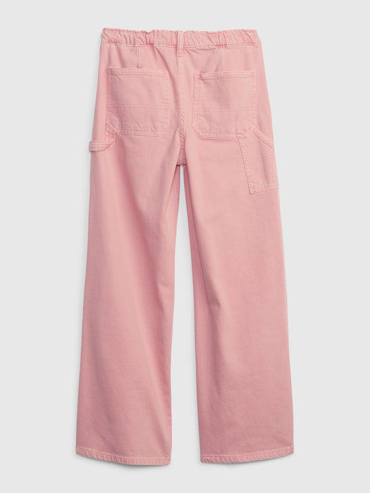 Kids High Rise Wide Leg Jeans with Washwell - pink standard