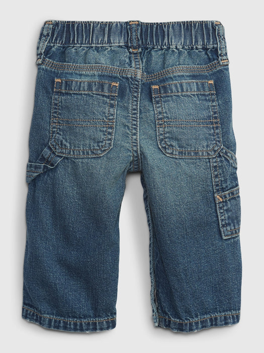 Baby 100% Organic Cotton Carpenter Jeans with Washwell - medium wash