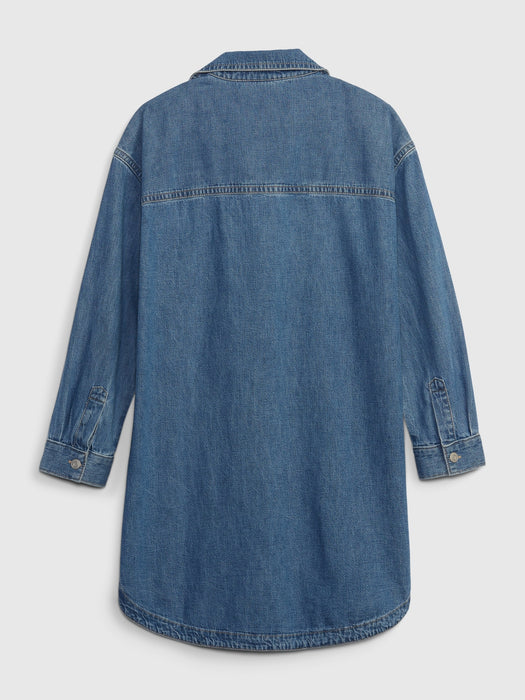 Kids Denim Shirt Dress with Washwell - medium wash