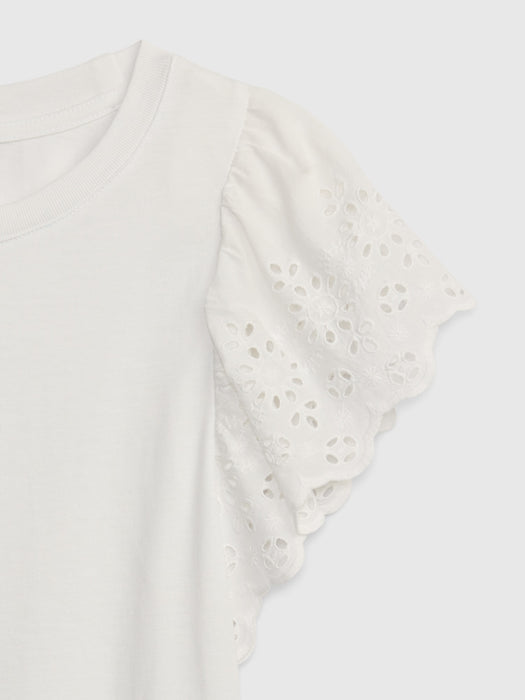 Kids Eyelet Sleeve Top - new off white