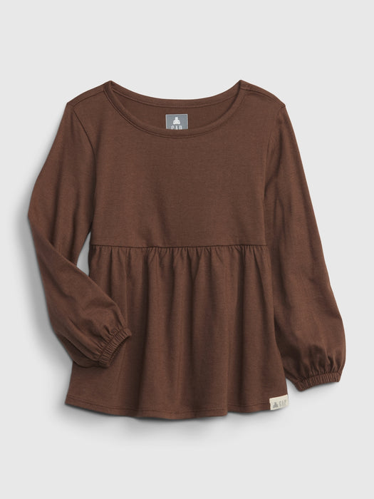 Toddler 100% Organic Cotton Mix and Match Tunic Top - cozy brown