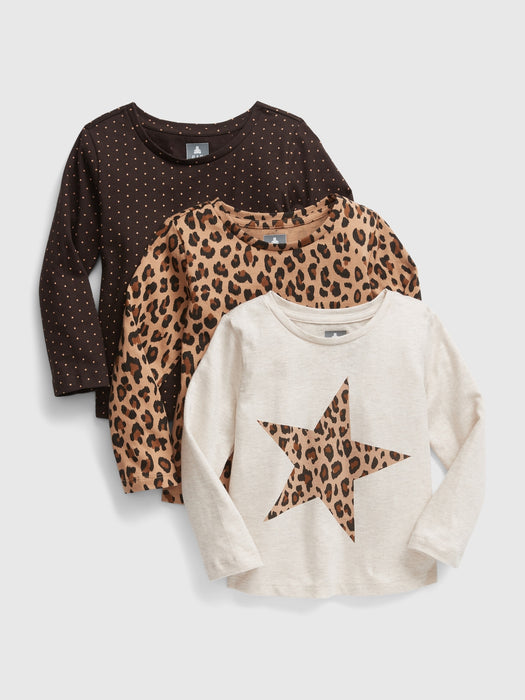 Toddler 100% Organic Cotton Mix and Match Graphic T-Shirt  (3-Pack) - leopard print brown