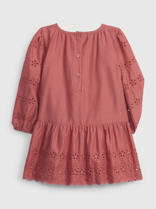 Baby Tiered Eyelet Dress - deco rose