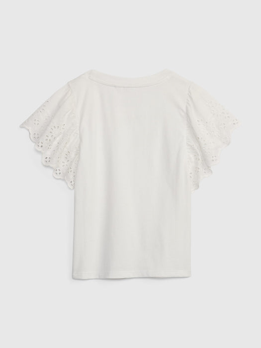 Kids Eyelet Sleeve Top - new off white