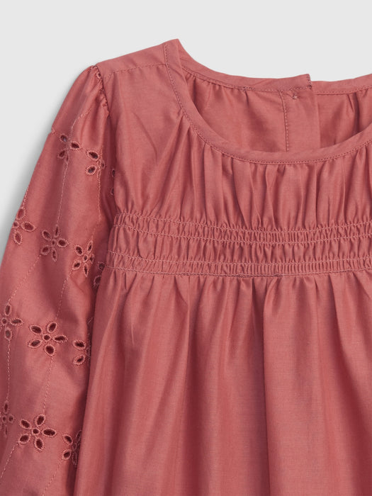 Baby Tiered Eyelet Dress - deco rose