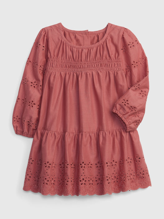 Baby Tiered Eyelet Dress - deco rose