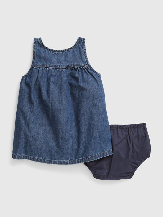 Baby Denim Dress with Washwell - dark wash