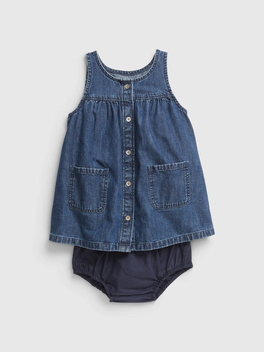 Baby Denim Dress with Washwell - dark wash