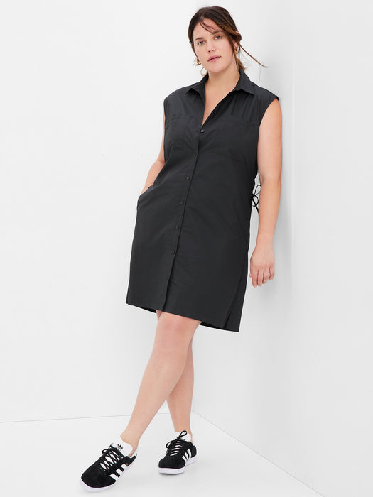 Utility Sleeveless Shirtdress - black