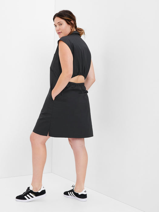 Utility Sleeveless Shirtdress - black