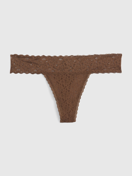 Lace Thong - cozy brown