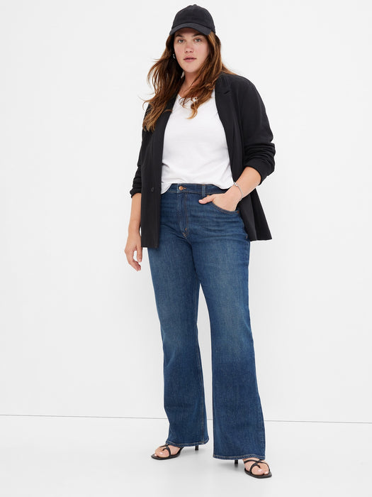 Mid Rise '90s Loose Flare Jeans with Washwell - dark indigo