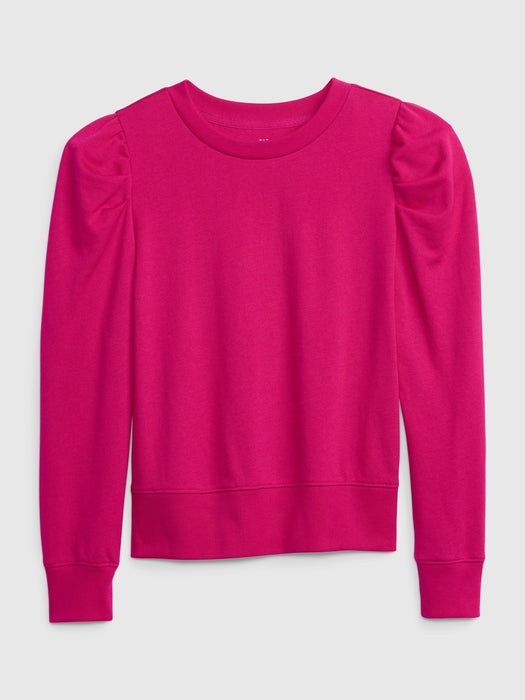 Kids Puff Sleeve Sweatshirt - super pink neon