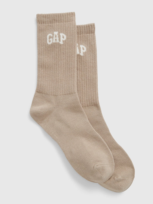 Gap Logo Quarter Crew Athletic Socks - khaki