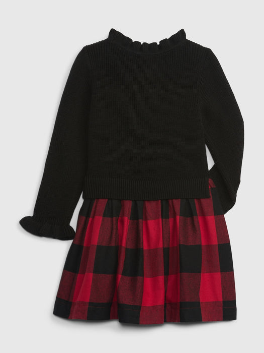 Toddler 2-in-1 Sweater Dress - red buffalo plaid