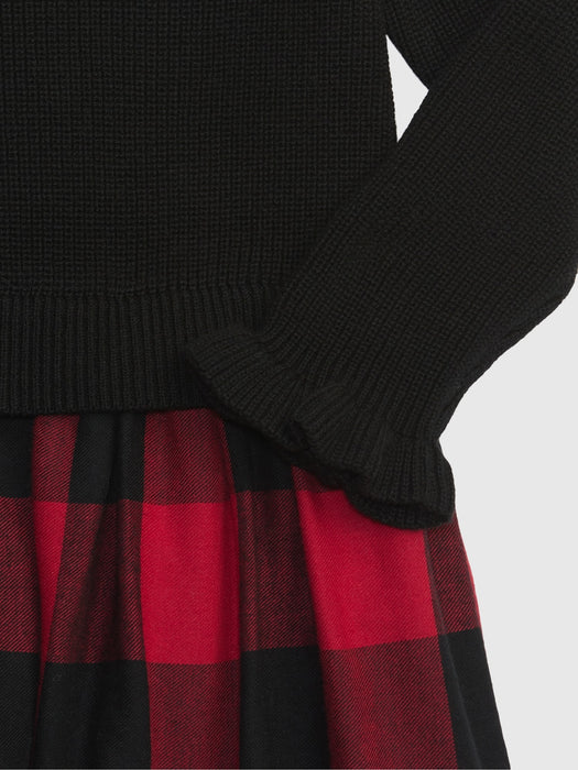 Toddler 2-in-1 Sweater Dress - red buffalo plaid