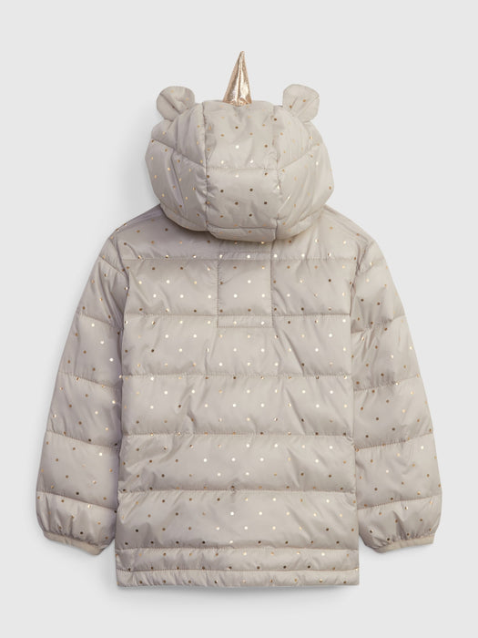 Toddler 100% Recycled 3D Unicorn Lightweight Puffer Jacket