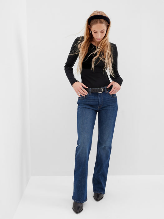 Mid Rise '90s Loose Flare Jeans with Washwell - dark indigo