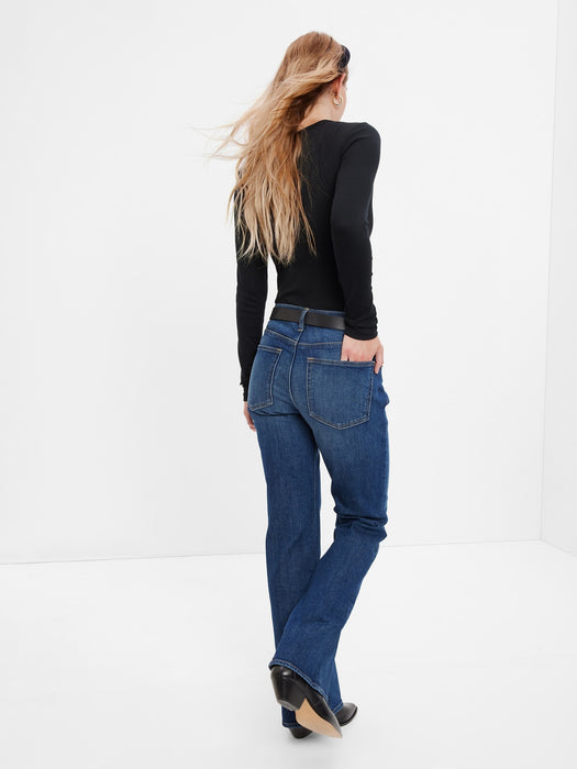 Mid Rise '90s Loose Flare Jeans with Washwell - dark indigo