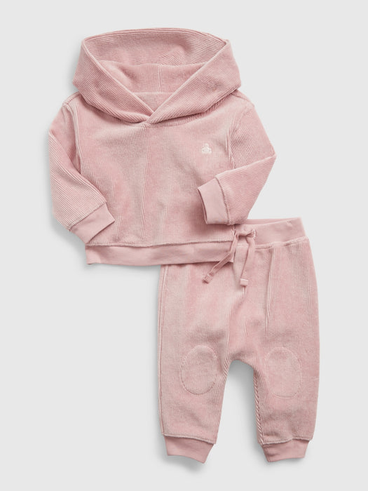 Baby Corduroy Two-Piece Outfit Set - antique pink