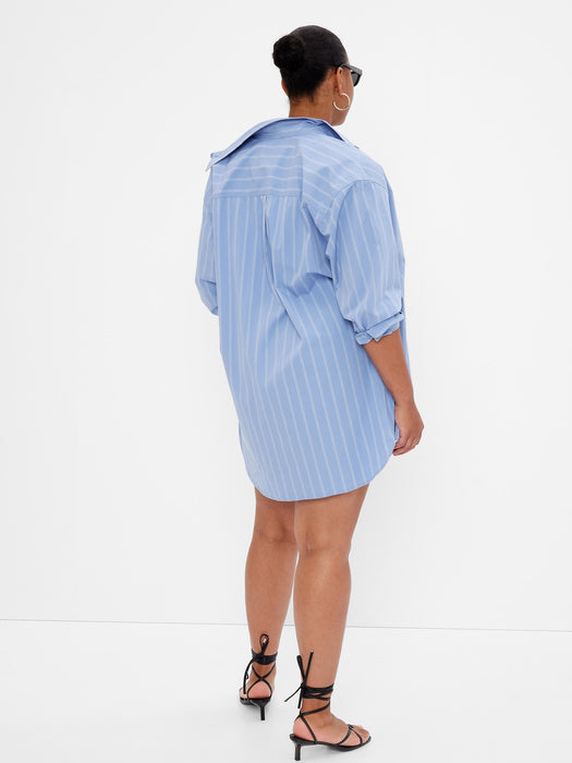 100% Organic Cotton Weekend Tunic Shirt - blue & white stripe