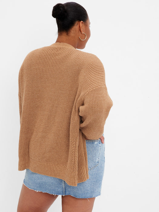 Shaker-Stitch Boyfriend Cardigan