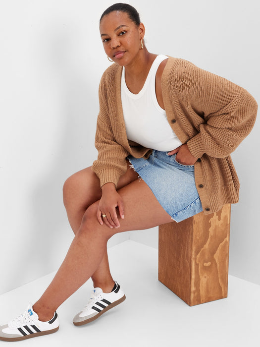 Shaker-Stitch Boyfriend Cardigan