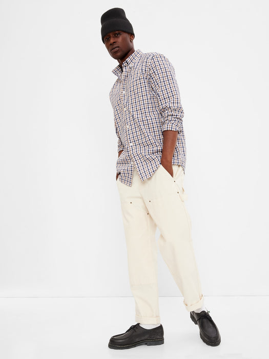 All-Day Poplin Shirt in Standard Fit - khaki gingham