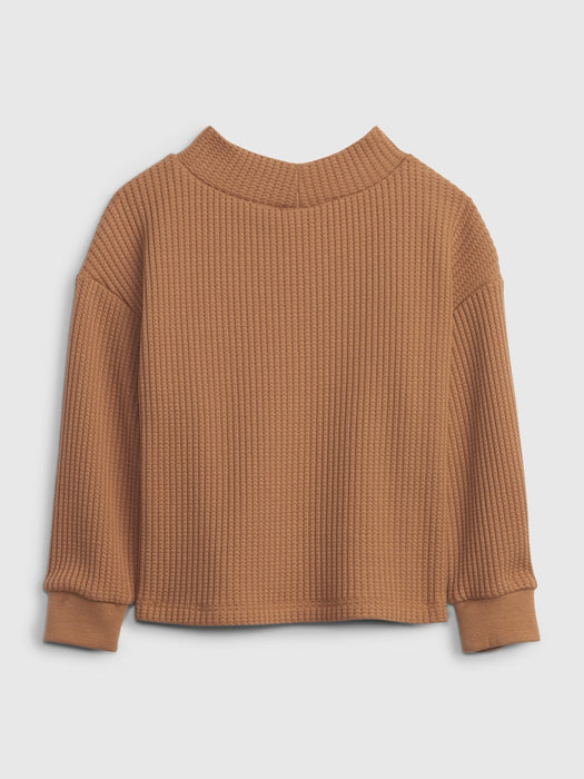 Toddler Waffle Mockneck Top - holiday brown