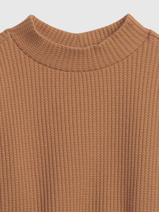 Toddler Waffle Mockneck Top - holiday brown